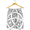 White Celtic Trinity Knot Symbol Print Men's Shorts