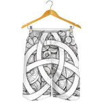 White Celtic Trinity Knot Symbol Print Men's Shorts
