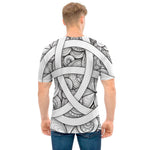 White Celtic Trinity Knot Symbol Print Men's T-Shirt
