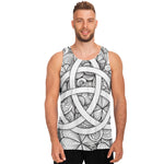 White Celtic Trinity Knot Symbol Print Men's Tank Top