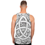 White Celtic Trinity Knot Symbol Print Men's Tank Top