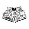 White Celtic Trinity Knot Symbol Print Muay Thai Boxing Shorts