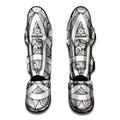 White Celtic Trinity Knot Symbol Print Muay Thai Shin Guards