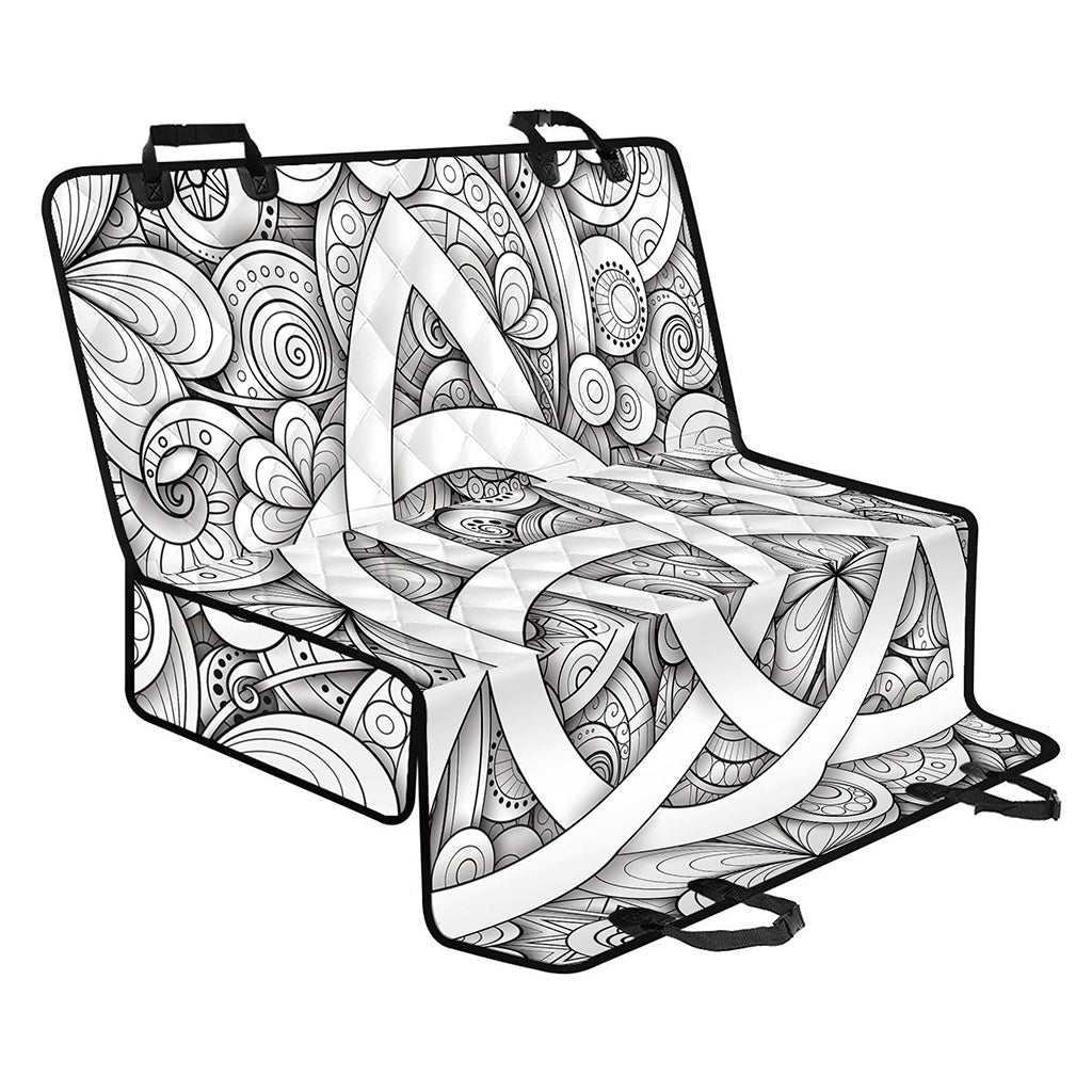 White Celtic Trinity Knot Symbol Print Pet Car Back Seat Cover
