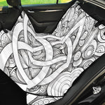 White Celtic Trinity Knot Symbol Print Pet Car Back Seat Cover