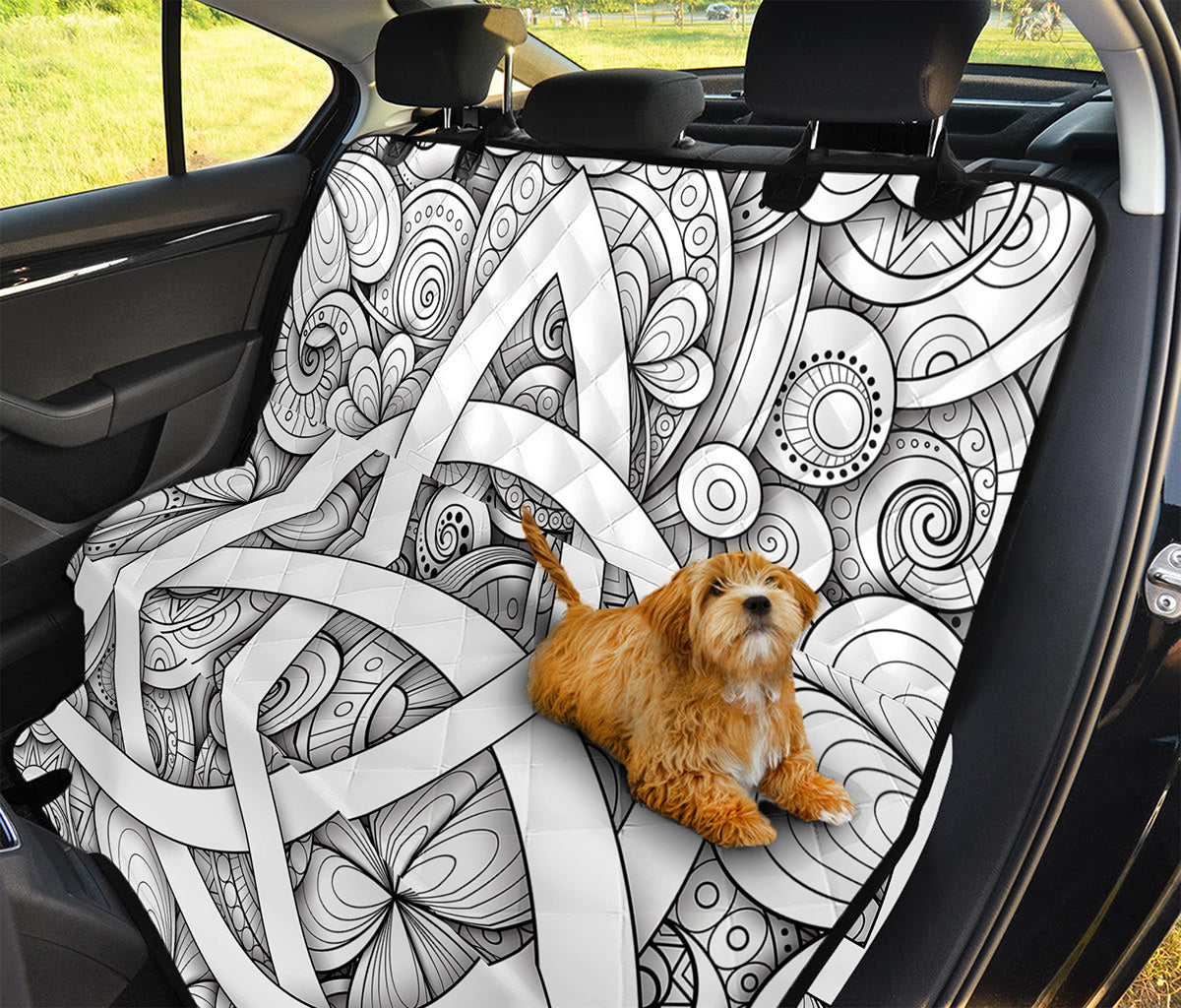 White Celtic Trinity Knot Symbol Print Pet Car Back Seat Cover
