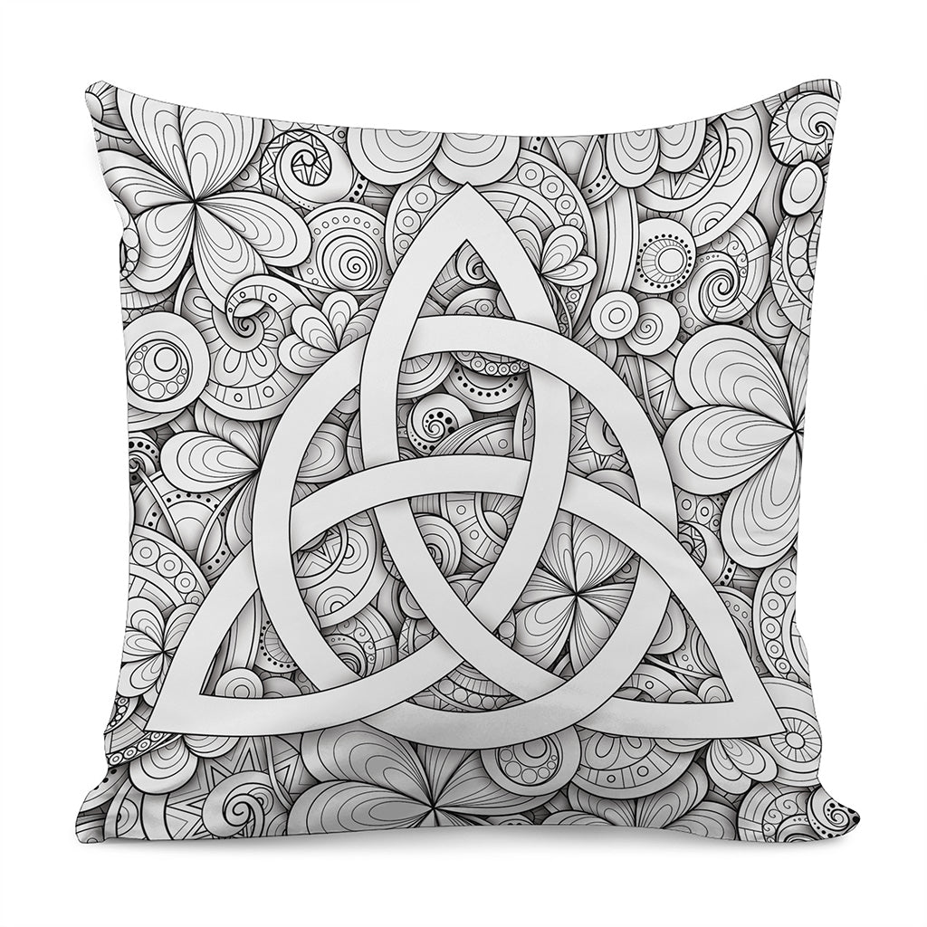 White Celtic Trinity Knot Symbol Print Pillow Cover