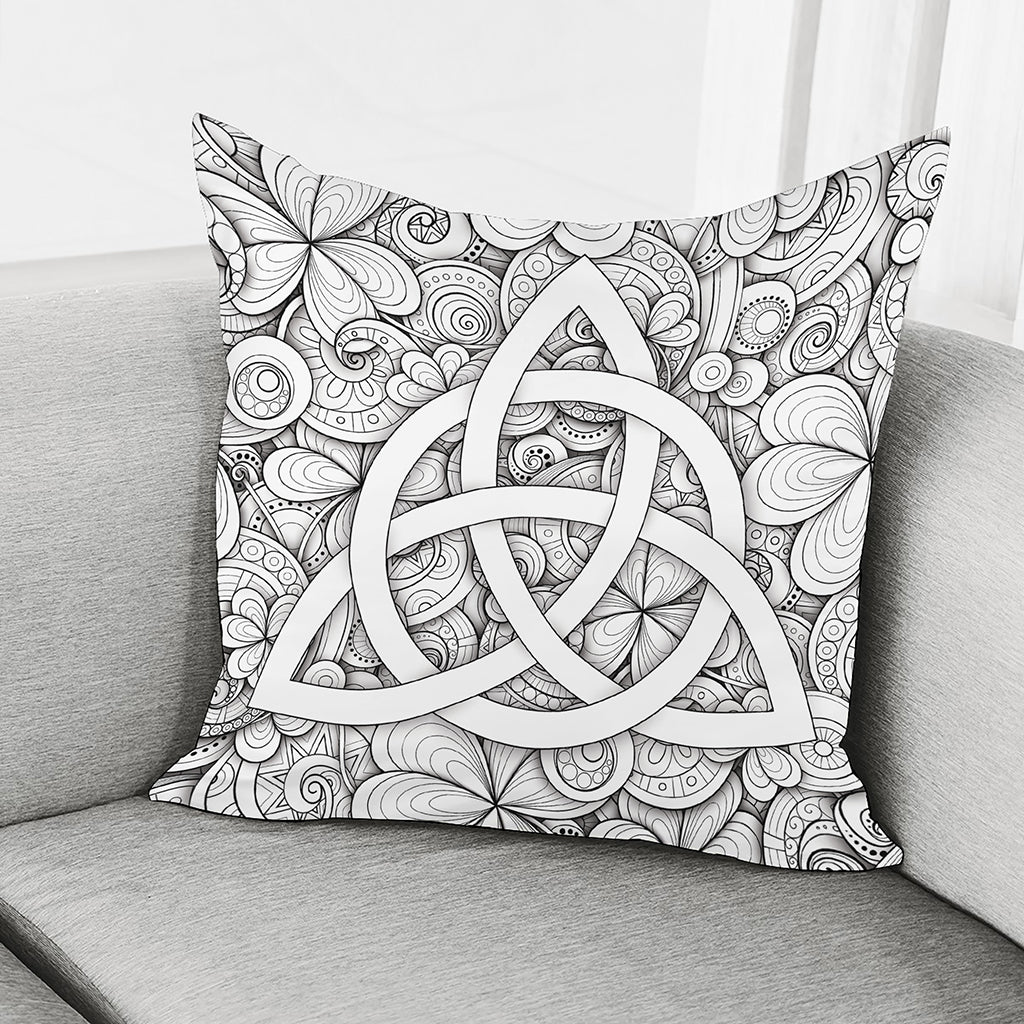 White Celtic Trinity Knot Symbol Print Pillow Cover