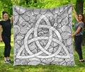 White Celtic Trinity Knot Symbol Print Quilt