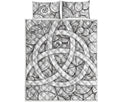 White Celtic Trinity Knot Symbol Print Quilt Bed Set