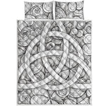 White Celtic Trinity Knot Symbol Print Quilt Bed Set