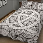 White Celtic Trinity Knot Symbol Print Quilt Bed Set