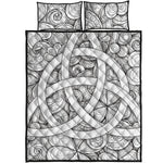 White Celtic Trinity Knot Symbol Print Quilt Bed Set
