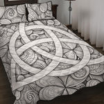 White Celtic Trinity Knot Symbol Print Quilt Bed Set