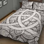 White Celtic Trinity Knot Symbol Print Quilt Bed Set