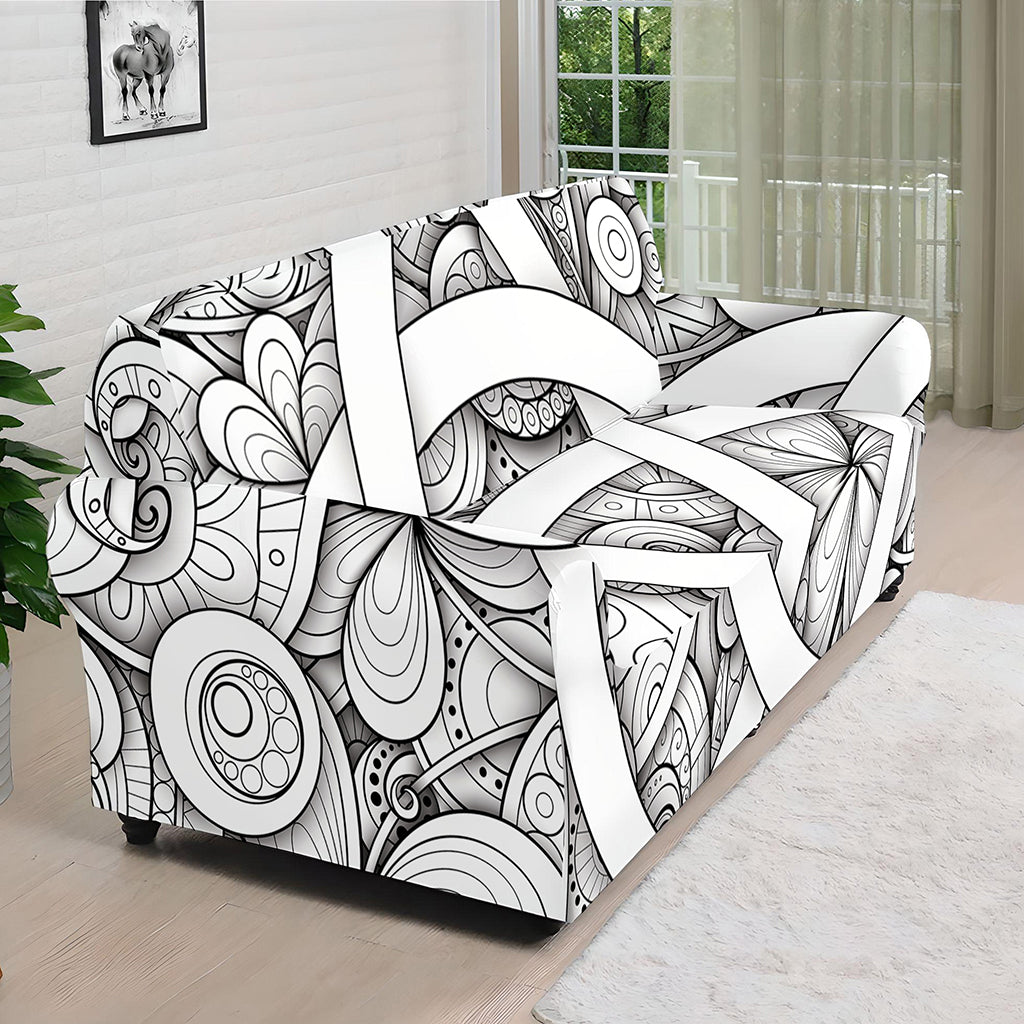 White Celtic Trinity Knot Symbol Print Sofa Cover