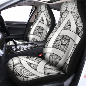 White Celtic Trinity Knot Symbol Print Universal Fit Car Seat Covers