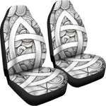 White Celtic Trinity Knot Symbol Print Universal Fit Car Seat Covers