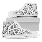 White Celtic Trinity Knot Symbol Print White High Top Shoes
