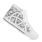 White Celtic Trinity Knot Symbol Print White High Top Shoes