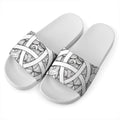 White Celtic Trinity Knot Symbol Print White Slide Sandals