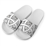 White Celtic Trinity Knot Symbol Print White Slide Sandals