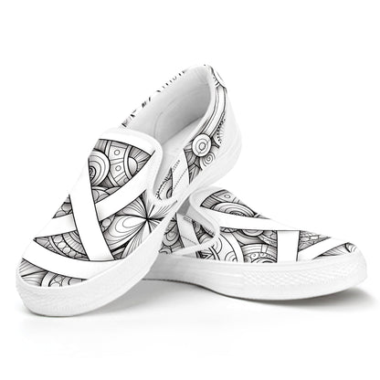 White Celtic Trinity Knot Symbol Print White Slip On Shoes