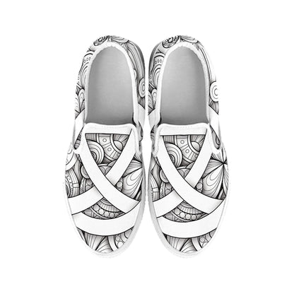 White Celtic Trinity Knot Symbol Print White Slip On Shoes