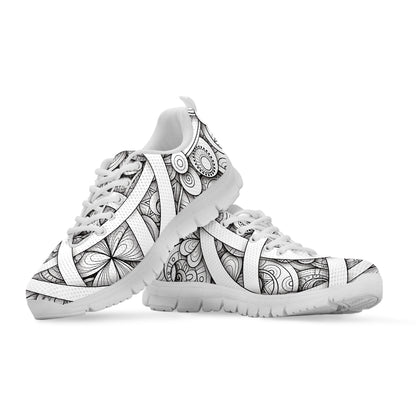 White Celtic Trinity Knot Symbol Print White Sneakers