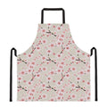 White Cherry Blossom Pattern Print Apron