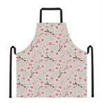 White Cherry Blossom Pattern Print Apron