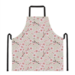 White Cherry Blossom Pattern Print Apron