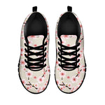 White Cherry Blossom Pattern Print Black Sneakers