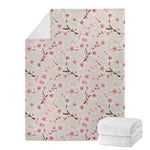 White Cherry Blossom Pattern Print Blanket