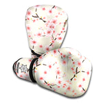 White Cherry Blossom Pattern Print Boxing Gloves
