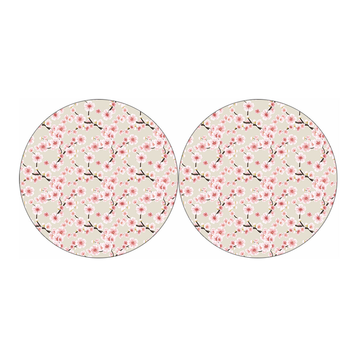 White Cherry Blossom Pattern Print Car Coasters