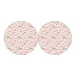 White Cherry Blossom Pattern Print Car Coasters