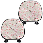 White Cherry Blossom Pattern Print Car Headrest Covers
