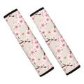 White Cherry Blossom Pattern Print Car Seat Belt Covers