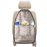 White Cherry Blossom Pattern Print Car Seat Organizers