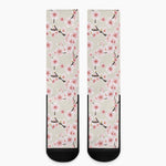 White Cherry Blossom Pattern Print Crew Socks