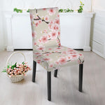 White Cherry Blossom Pattern Print Dining Chair Slipcover