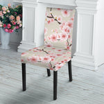 White Cherry Blossom Pattern Print Dining Chair Slipcover