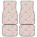 White Cherry Blossom Pattern Print Front and Back Car Floor Mats