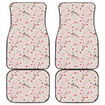 White Cherry Blossom Pattern Print Front and Back Car Floor Mats