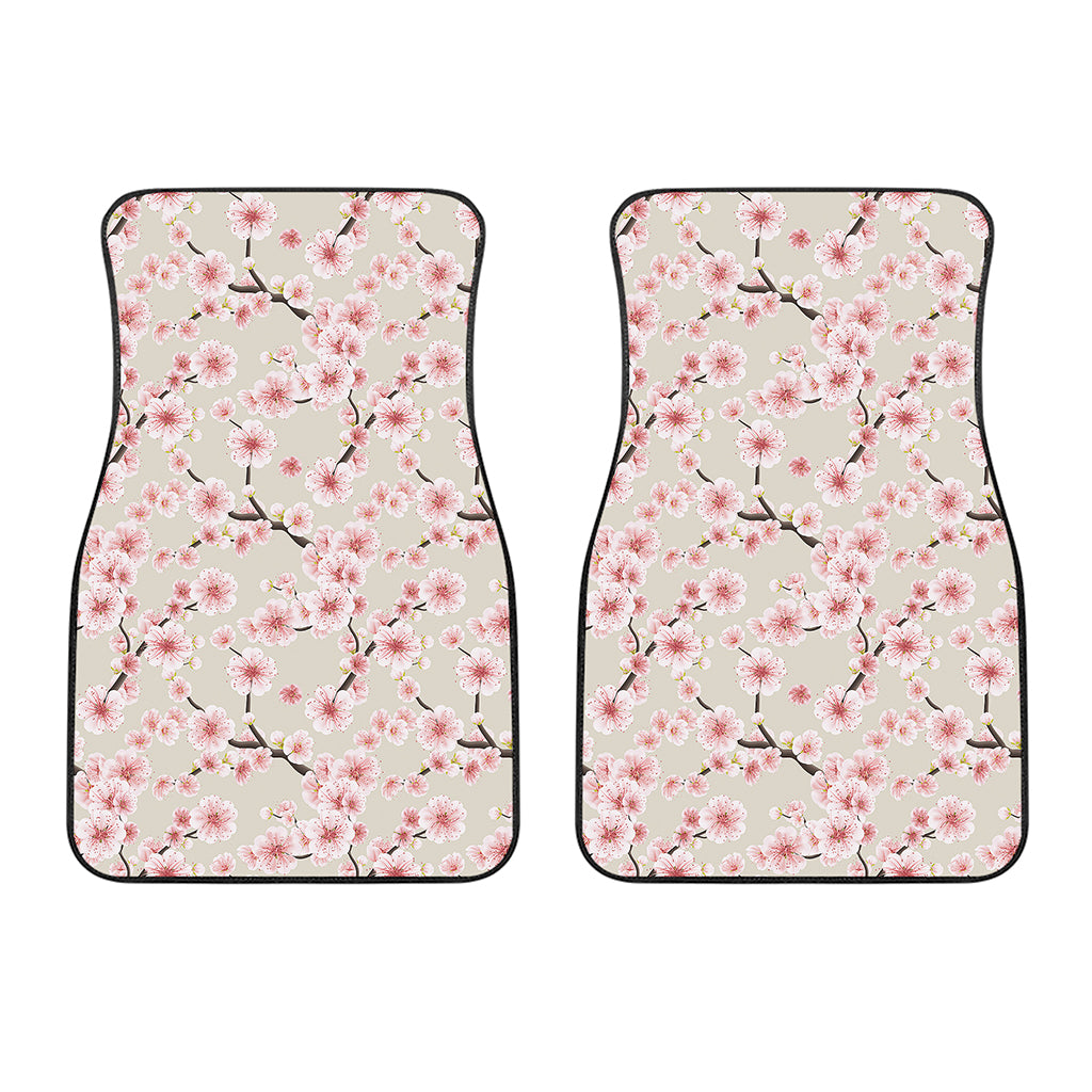 White Cherry Blossom Pattern Print Front Car Floor Mats
