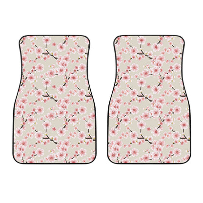White Cherry Blossom Pattern Print Front Car Floor Mats