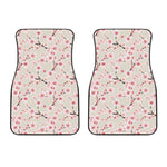 White Cherry Blossom Pattern Print Front Car Floor Mats