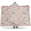 White Cherry Blossom Pattern Print Hooded Blanket