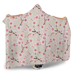 White Cherry Blossom Pattern Print Hooded Blanket